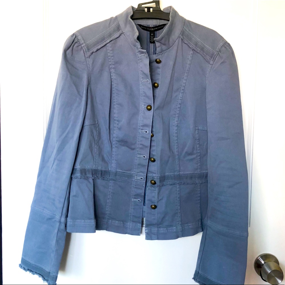 WHBM Crop Top Utility Jacket, Light Blue Size 6P